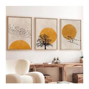 Sada 3 ks obrazov vo fotorámiku 50x70 cm béžová/oranžová 693BSE1310 vyobraziť