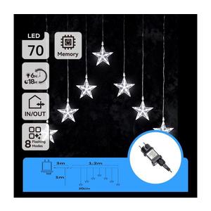 B.V. - LED vonkajšia vianočná svetelná reťaz 70xLED/230V 1, 2x1m IP44 studená biela hviezdičky B10303ABGD vyobraziť