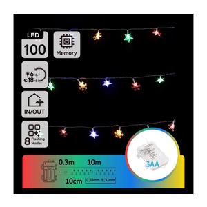 B.V. - LED RGBY Vonkajšia vianočná reťaz 100xLED/8 funkcií 3xAA 10m IP44 hviezdy B10303K56 vyobraziť