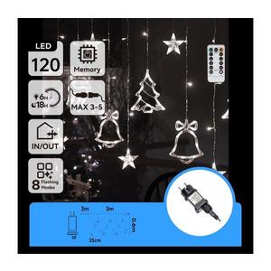 B.V. - LED vonkajší vianočný svetelný reťazec 120xLED/6W/230V/8 funkcií 3x0, 6m IP44 studená biela s diaľkovým ovládaním B10303S6Y vyobraziť