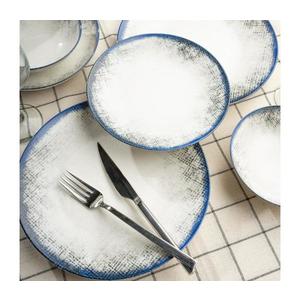 Jedálenská súprava 24 ks biela/modrá/porcelán 387GRP1356 vyobraziť