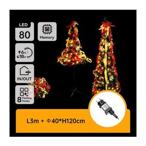 B.V. - LED vonkajší vianočný strom 80xLED/230V 1, 2m IP44 červeno-zlatý teplá biela B10303ABAA vyobraziť