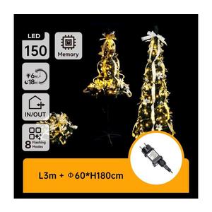 B.V. - LED vonkajší vianočný stromček 150 LED/230 V, 1, 8 m, IP44, biela/zlatá, teplá biela B10303ABAR vyobraziť