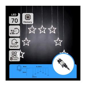 B.V. - LED vonkajší vianočný reťaz 70×LED/230 V 1, 2×1 m IP44 studená biela hviezdičky B10303ABGG vyobraziť