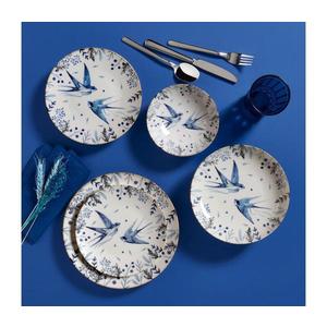 Jedálenská sada 24 ks, biela/modrá, porcelán 387GRP1378 vyobraziť