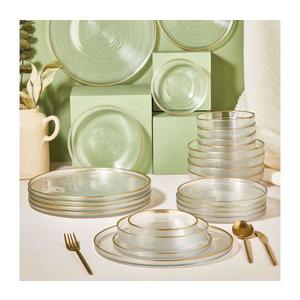 Jedálna súprava 24 ks, číre sklo so zlatým zdobením 337GLZ1128 vyobraziť