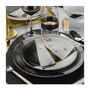 24-dielna jedálenská súprava, čierna/biela/zlatá, porcelán 710KTP2983 vyobraziť