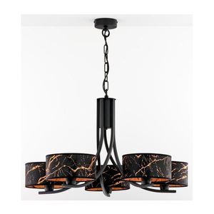 Jupiter 2107- Luster na reťazi ARTHUR 5xE27/15W/230V čierna/oranžová/mramorový dekor 2107 vyobraziť