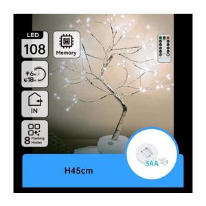 B.V. - LED Vianočná dekorácia 108xLED/3xAA/8 funkcií 45cm studená biela B10303Y1Y vyobraziť