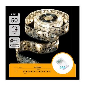 B.V. - LED vianočný reťaz 50xLED/3xAA 5m teplá biela strieborná B103033XD vyobraziť