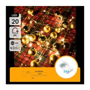 B.V. - LED vianočná reťaz 20xLED/3xAA 2m teplá biela B103033XM vyobraziť