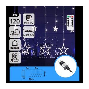 B.V. - LED vonkajšia vianočná reťaz 120xLED/6W/230V/8 funkcií 3x0, 6m IP44 studená biela+diaľkové ovládanie B10303S75 vyobraziť