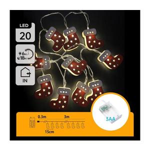 B.V. - LED vianočný reťazec 20×LED/3×AA, 3 m, teplá biela, pančuchy B10303Q6X vyobraziť