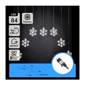 B.V. - LED vonkajší vianočný reťazec 84xLED/8 funkcií 1, 2x1m IP44 studená biela vločky B10303ABGJ vyobraziť