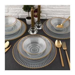 Jedálenská súprava 12 ks číra/zlatá/sklo 330SBL1101 vyobraziť