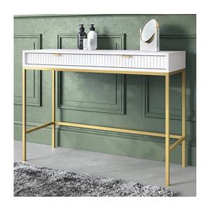 MIRJAN 24 Konzolový stolík NOVA 77x104 cm biela/zlatá vyobraziť