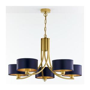 Jupiter 2094 - Závesný luster na reťazi ARTHUR 5xE27/15W/230V modrá/zlatá 2094 vyobraziť