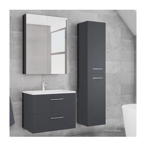 BWS Kúpeľňová skrinka s umývadlom KATE + zrkadlová skrinka + nástenná skrinka, antracit Nataly SET anthracite vyobraziť