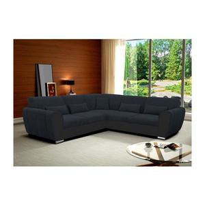 Rozkladacia rohová sedacia súprava do tvaru L VISEU, pravé prevedenie, antracit/čierna DELUXE RIGHT vyobraziť