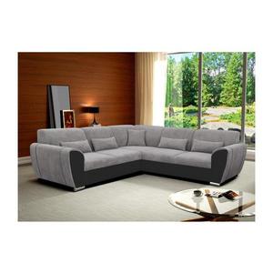 Rozkladacia rohová sedacia súprava VISEU do tvaru L s úložným priestorom, pravé prevedenie, šedá/čierna DELUXE RIGHT vyobraziť