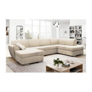 Rozkladacia rohová sedacia súprava SERPA do tvaru U, pravá, béžová, s úložným priestorom DORIS U RIGHT vyobraziť