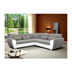 Rozkladacia rohová sedacia súprava s úložným priestorom do L VISEU ľavá sivá/biela DELUXE LEFT vyobraziť