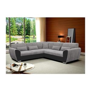 Rozkladacia rohová sedacia súprava s úložným priestorom v tvare L VISEU ľavá sivá/čierna DELUXE LEFT vyobraziť