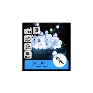 B.V. - LED vonkajšia dekoratívna svetelná reťaz 100xLED/3, 6W/230V/8 funkcií 10m IP44 studená biela B103031RH vyobraziť