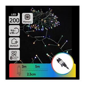 B.V. - LED vonkajší vianočný reťaz 200xLED/8 funkcií 8m IP44 viacfarebný B103031OB vyobraziť