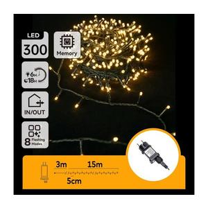 B.V. - LED vonkajší vianočný reťaz 300xLED/8 funkcií 18m IP44 teplá biela B103031PQ vyobraziť