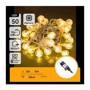 B.V. - LED vonkajší vianočný reťaz 50xLED/8 funkcií 8m IP44 teplá biela B103031NT vyobraziť