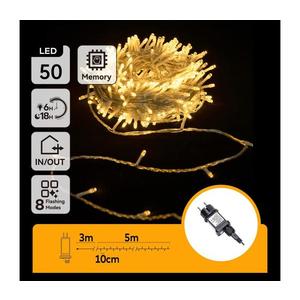 B.V. - LED vonkajšia vianočná svetelná reťaz 50xLED/8 funkcií 8m IP44 teplá biela B103031PY vyobraziť