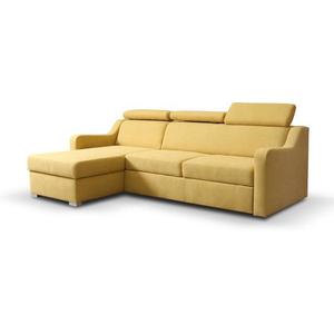 Univerzálna rohová rozkladacia sedačka PORTO so žltým poťahom a úložným priestor SORO vyobraziť