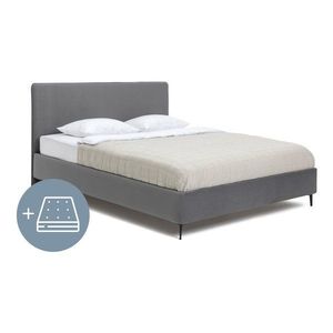 Sivá čalúnená dvojlôžková posteľ s matracom/s roštom 180x200 cm Noira Slim – Bonami Selection vyobraziť