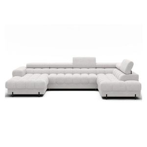 Krémovobiela rozkladacia rohová pohovka z textílie buklé (pravý roh/do tvaru "U") Feraria – ELTAP vyobraziť