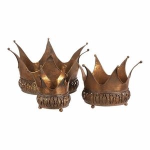 Kovový dekoračný obal Zlatá koruna, súprava 3 ks, zlatá vyobraziť