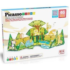 PicassoTiles magnetická stavebnica Safari Set s 8 zvieratami vyobraziť