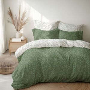 Stanex Bavlnené obliečky Zelené lístky, 140 x 200 cm, 70 x 90 cm vyobraziť