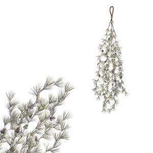 Umelá previsnutá vetva Smrekovca so šiškami, 100 cm, srienistá vyobraziť