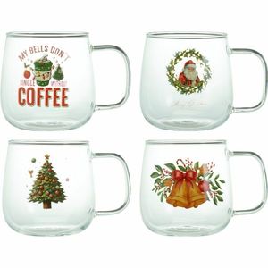Súprava 4 vianočných sklenených hrnčekov s potlačou 400 ml vyobraziť