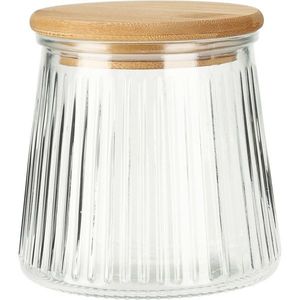 Sklenená dóza s bambusovým viečkom a rebrovaním 680 ml vyobraziť