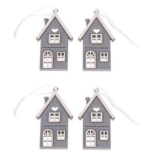 Závesný drevený domček, sivá, v. 9 cm, SET 4 KS vyobraziť