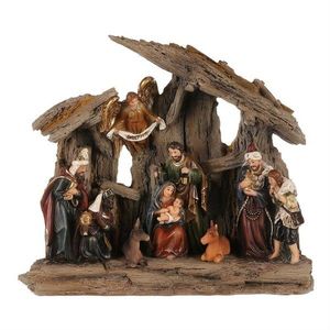 Vianočná dekorácia Betlehem s tromi kráľmi a anjelom, polyresin, LED, hnedá, 20x23x7cm vyobraziť