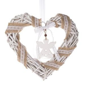 Vianočné závesné srdce s anjelom, 30 x 30 cm, biela vyobraziť