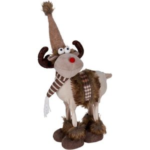 Vianočná dekorácia Sobík s hnedo-bielym šálom, 23x15x37 cm vyobraziť