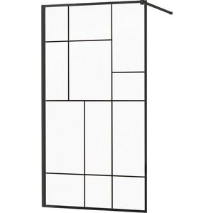 MEXEN/S - KIOTO Sprchová zástena WALK-IN 90x200 cm 8 mm, čierna, čierny vzor 2 800-090-101-70-78 vyobraziť