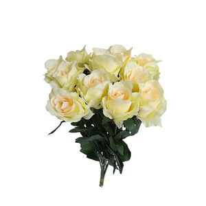 Kytice ruže krémová se zel. okraji, 12 ks , v. 65cm vyobraziť
