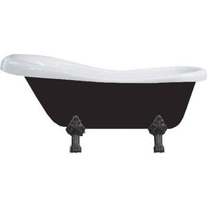 MEXEN/S - Retro voľne stojaca vaňa 150x73 cm biela / čierna čierna nohy , sifón chrom 53251507375-70 vyobraziť