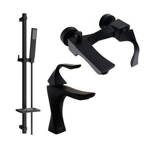 MEXEN/S - Estrella DQ02 Set umývadlové a vaňové batérie s príslušenstvom, čierna 72303DQ02-70 vyobraziť