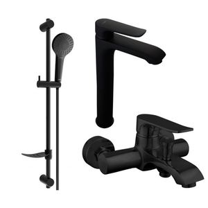 MEXEN/S - Pecos DF05 Set umývadlovej a vaňovej batérie s príslušenstvom, čierna 72713DF05-70 vyobraziť